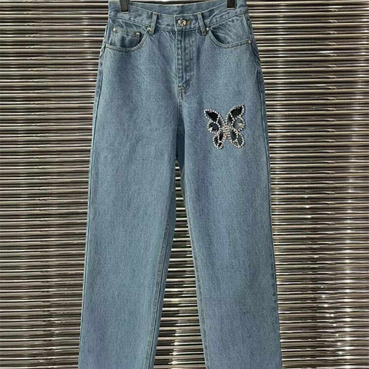 Diamond Butterfly Denim Trousers