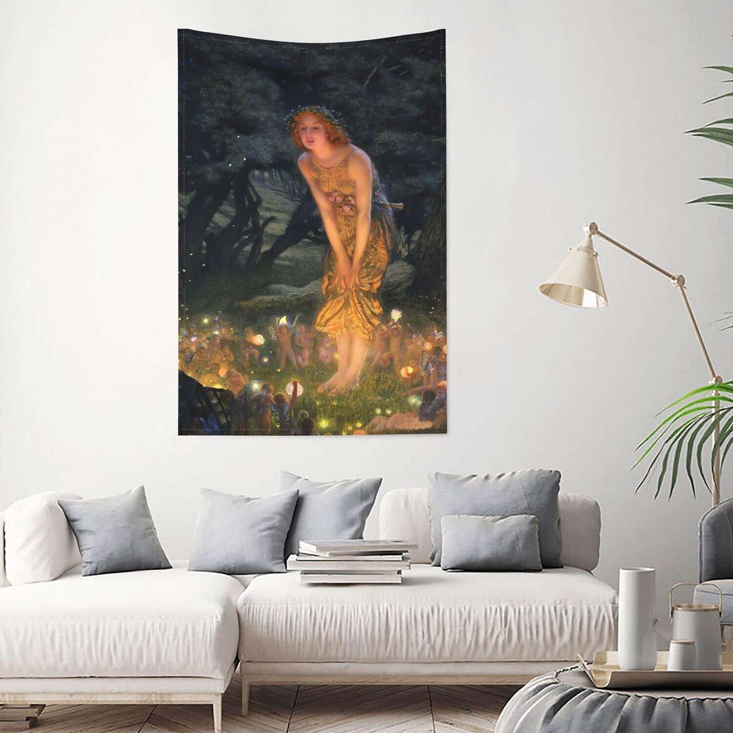 Beautiful Tapestry Midsummer Eve Many Fairy In Night Wall Art Decor