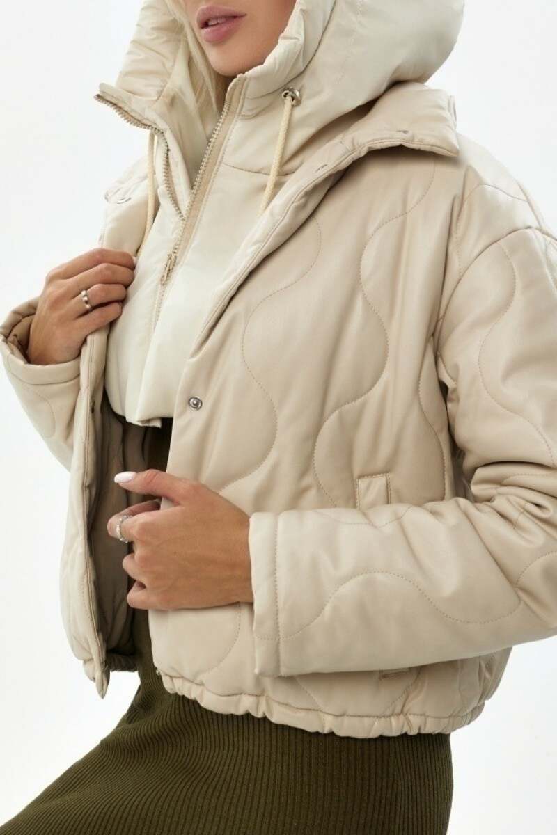 Cream White Casual Solid Patchwork Zipper Hooded Collar Outerwear