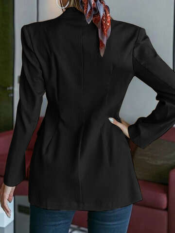 Women Blazers | Asymmetrical Solid Long Sleeve Lapel Casual Women Blazer - IW64622