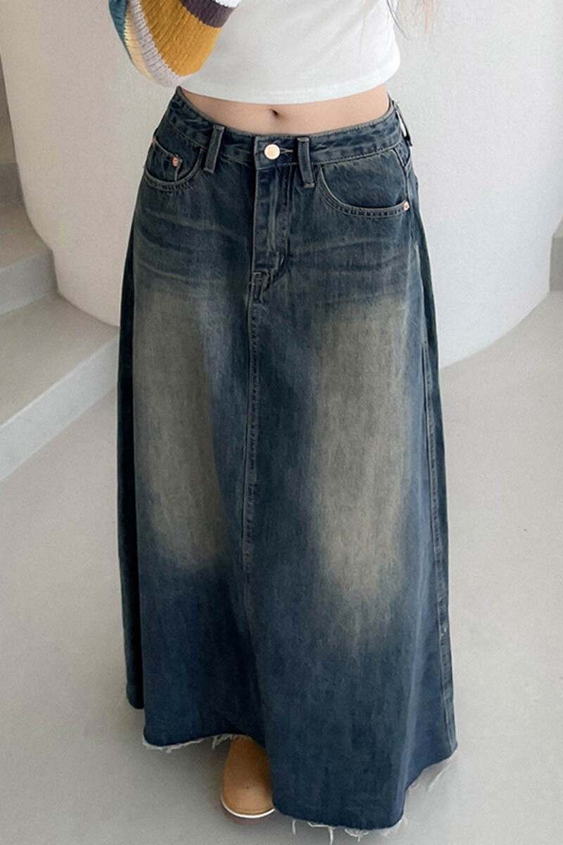 Blue Casual Solid Patchwork High Waist Regular Denim Skirts