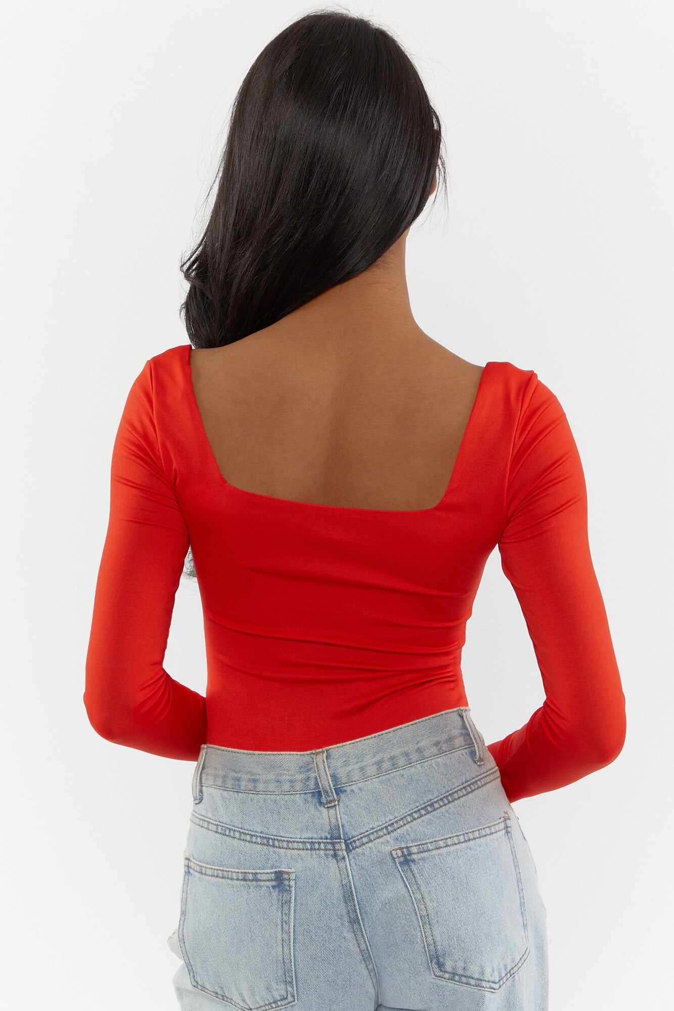 Women Apparel | Square-Neck Bodysuit Red Forever21 - DC33766