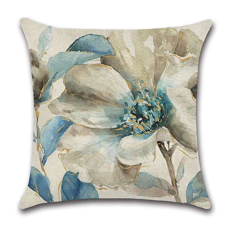 Blue Flower Double Side Cushion Cover 4PCS Soft Decorative Square Throw Pillow Cover Cushion Case Pillowcase for Sofa Bedroom Superior Quality Machine Washable