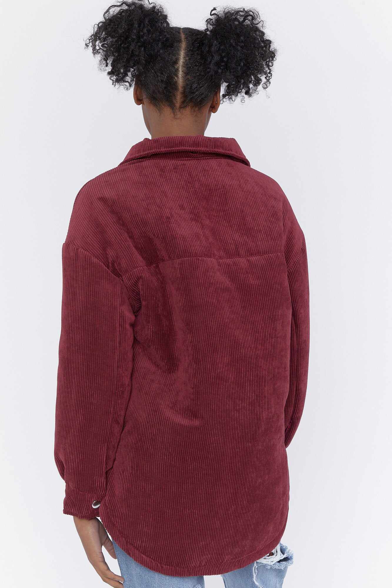 Women Apparel | Corduroy Puffer Shacket Burgundy Forever21 - HF85532