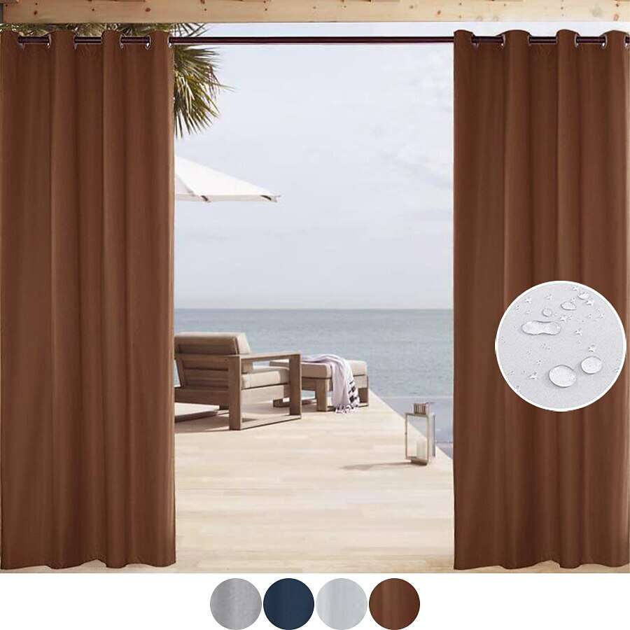 Waterproof Outdoor Curtain Privacy, Sliding Patio Curtain Farmhouse Drapes