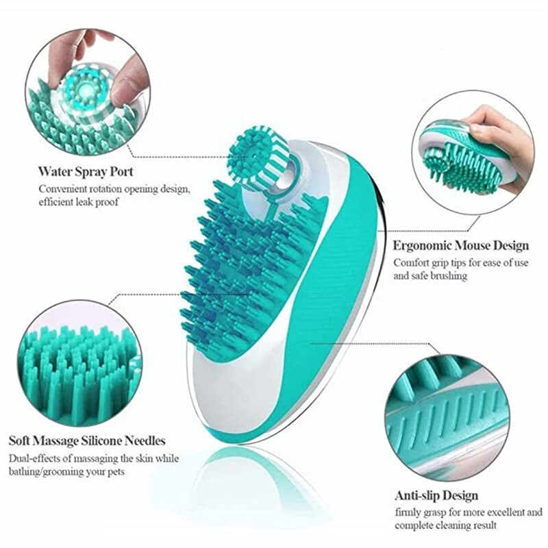 2 in 1 Pet SPA silicone Bath Brush Comb