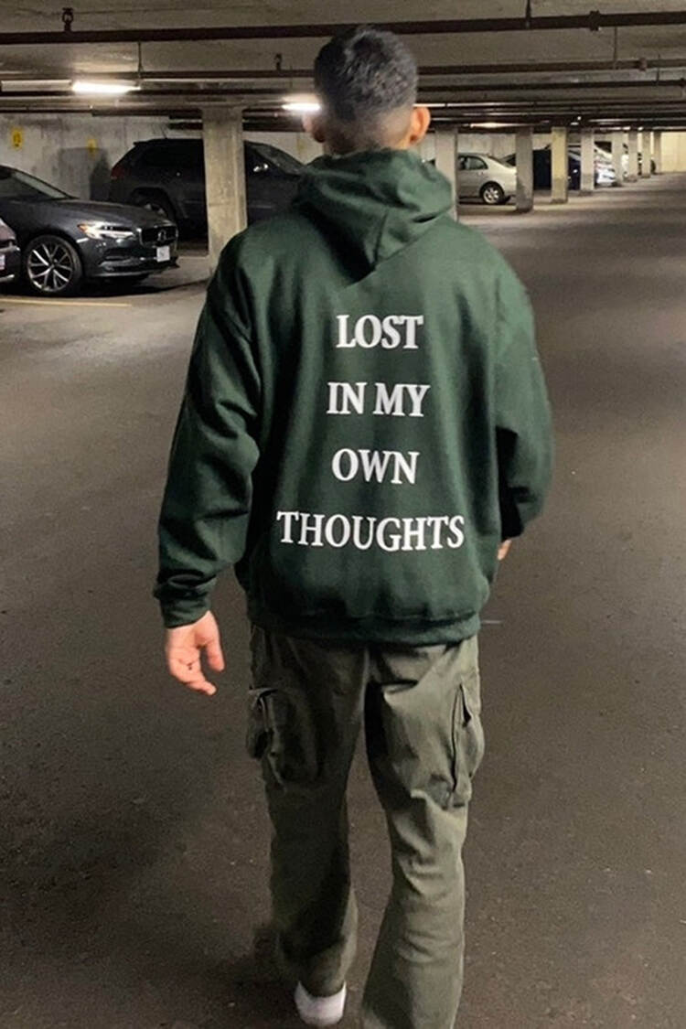 Lost In My Own Thoughts Print Causal Hoodie