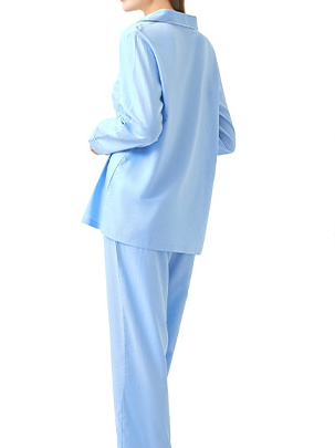 Regular Sleeve Simple Plain Long Sleeve Pajama Set