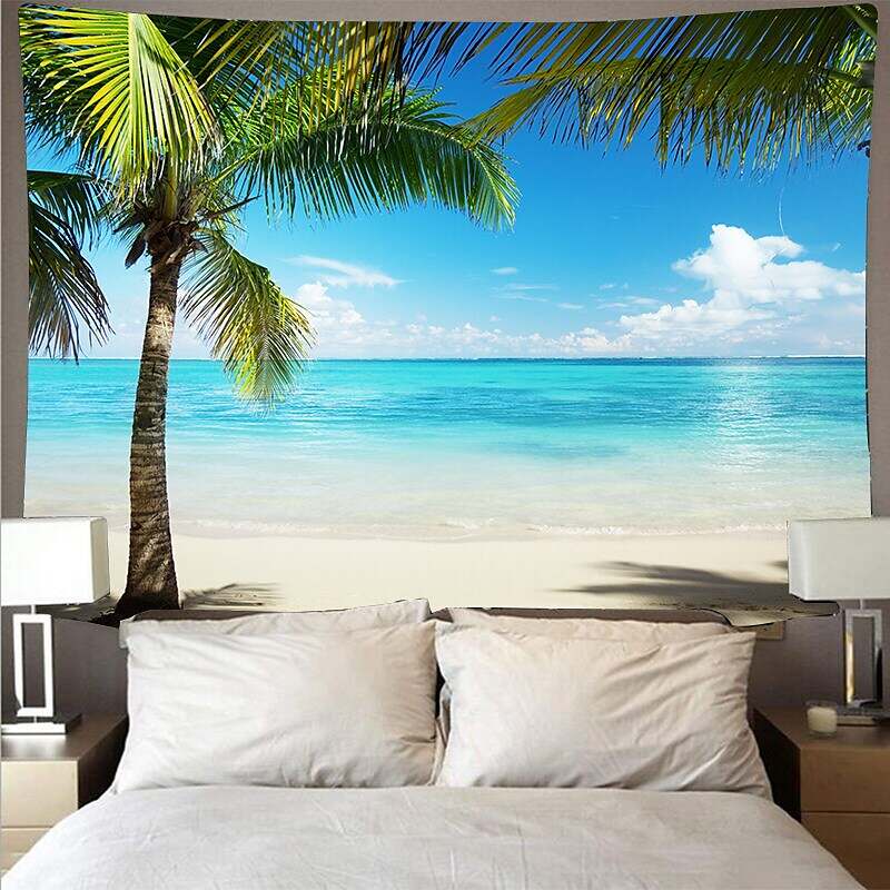 Wall Tapestry Art Deco Landscape Mountain Water Lake Sea Cave