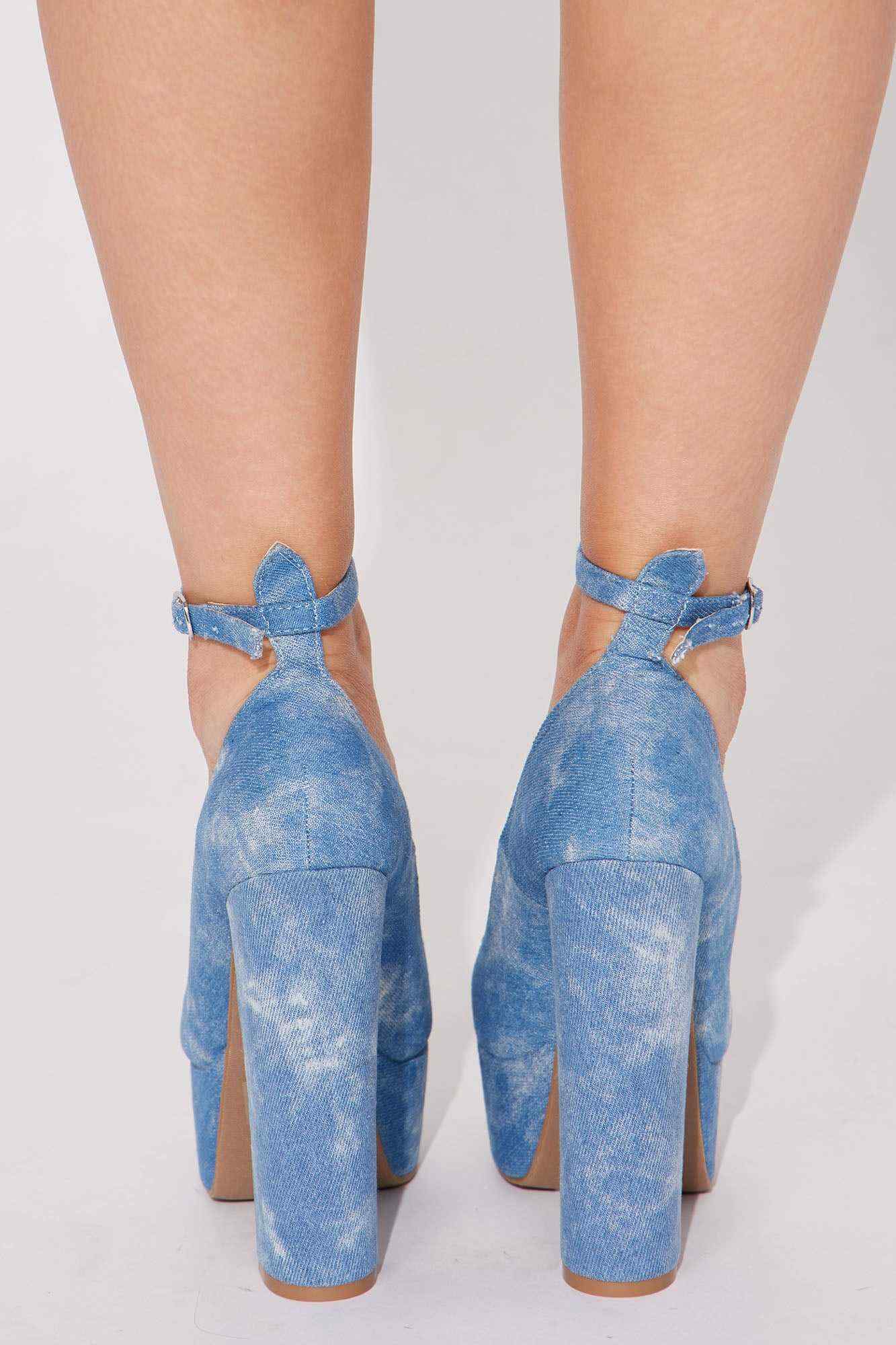 Standing Tall Platform Pumps   Denim