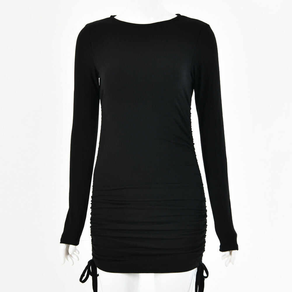 Long Sleeve Drawstring Dress