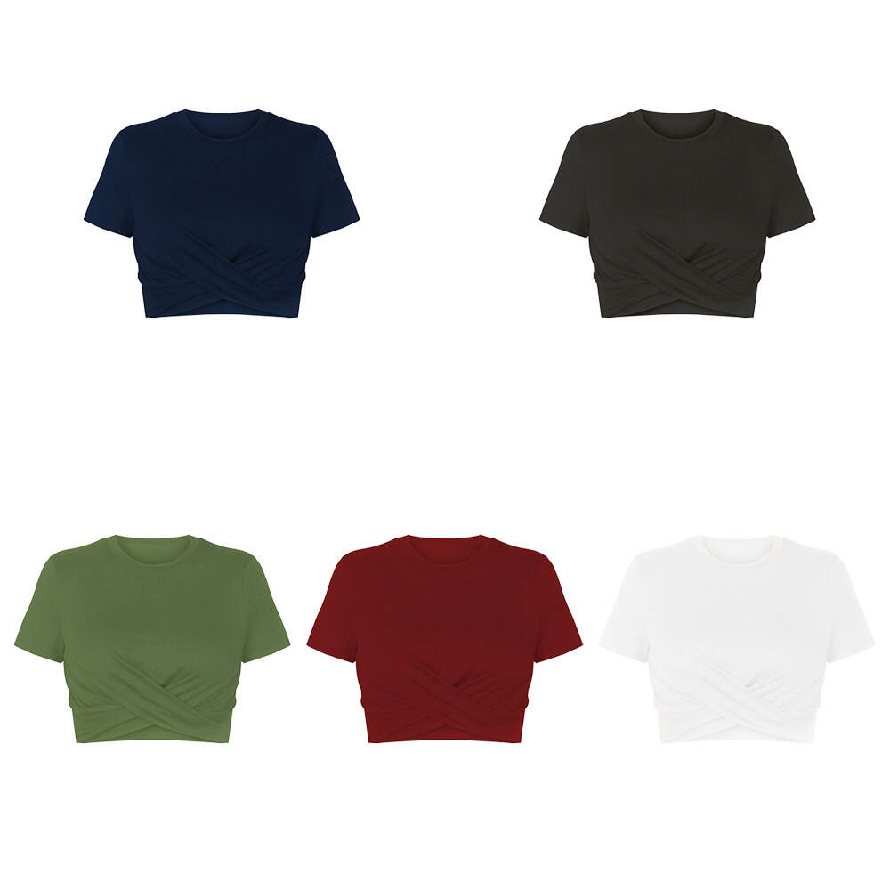 Crewneck slim-fit kinked ultra-short T-shirt