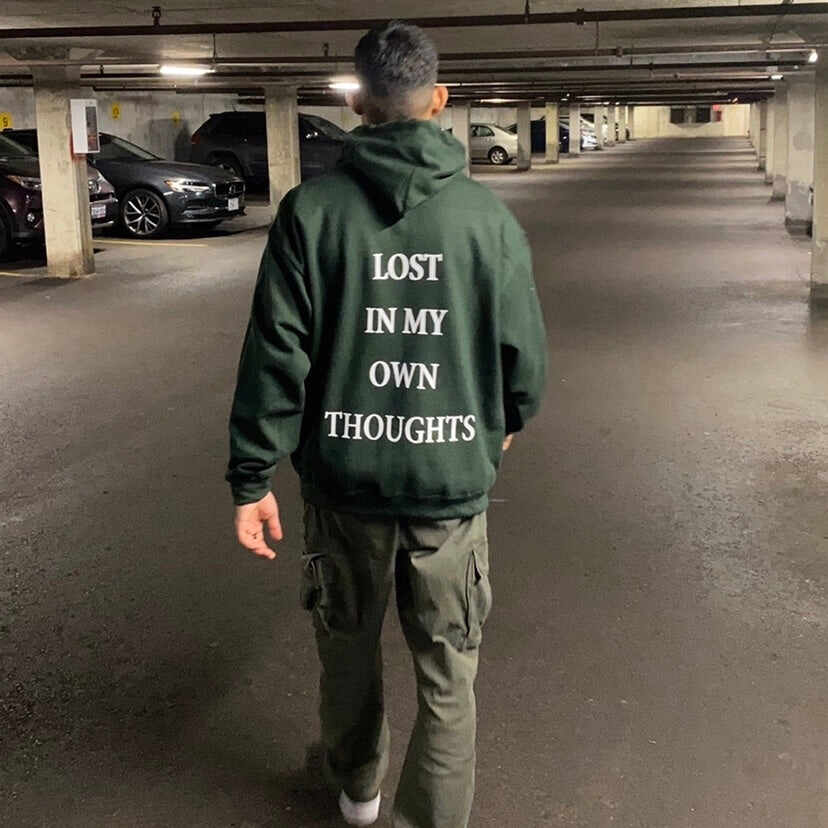 Lost In My Own Thoughts Print Causal Hoodie