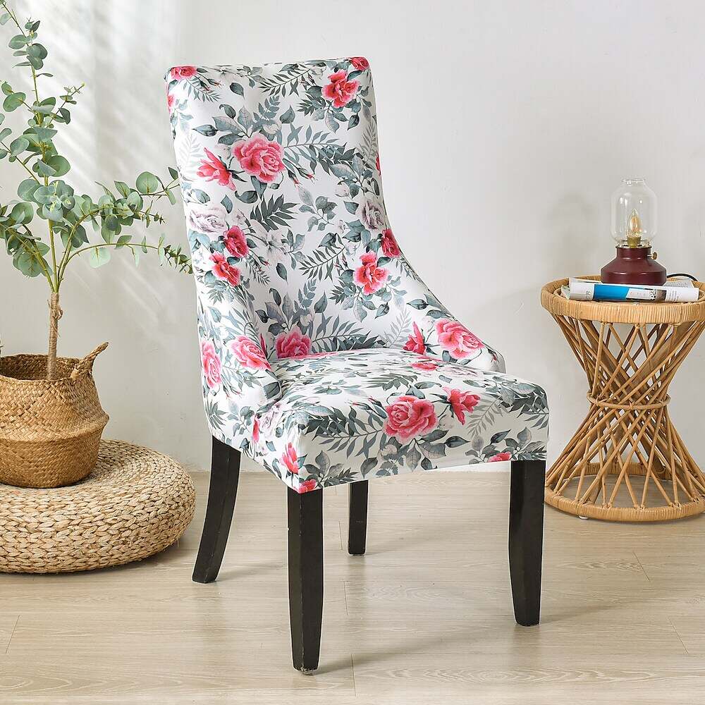 Stretch Wingback Chair Cover Boho/Flower Pattern