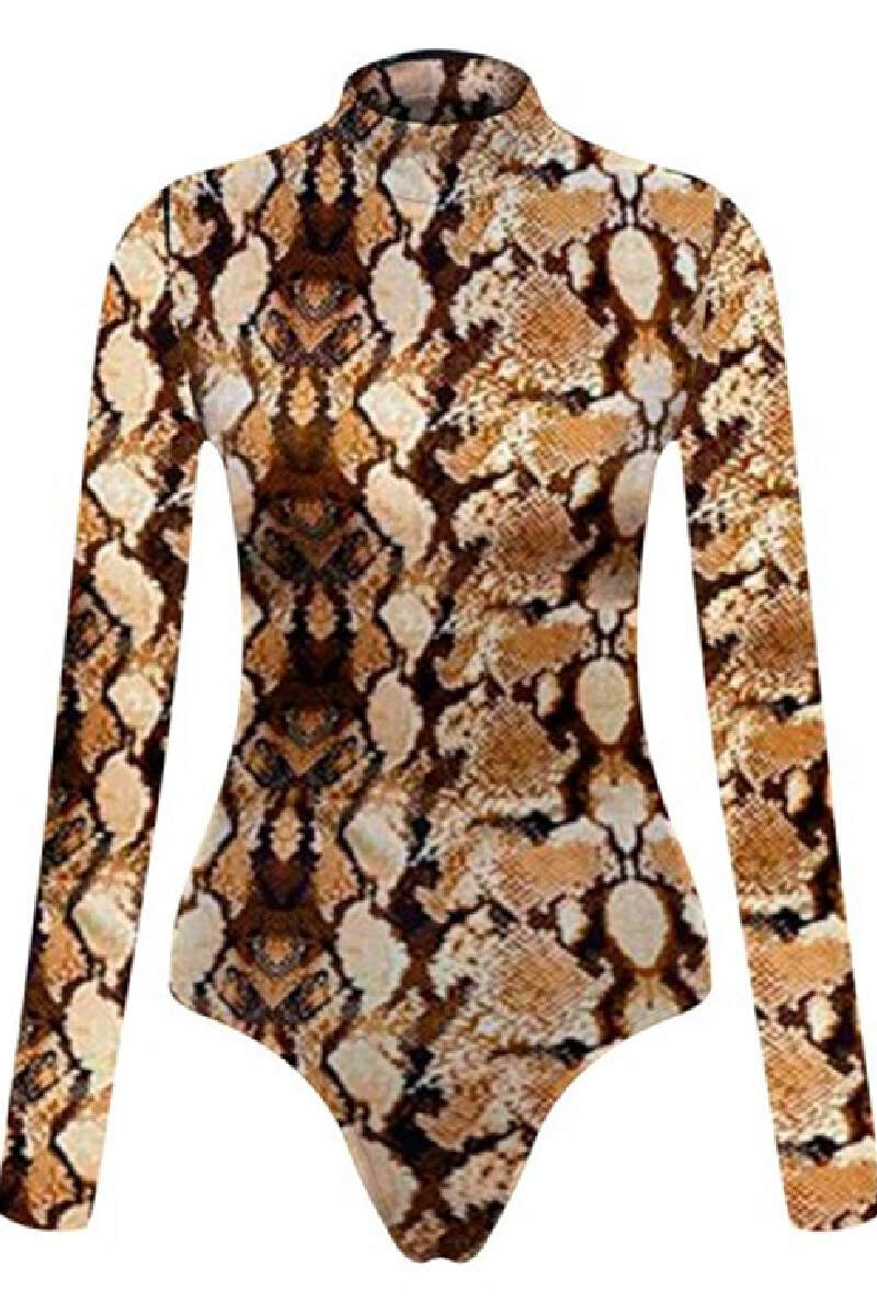 Leopard Print Casual Solid Printing Basic Mandarin Collar Skinny Romper