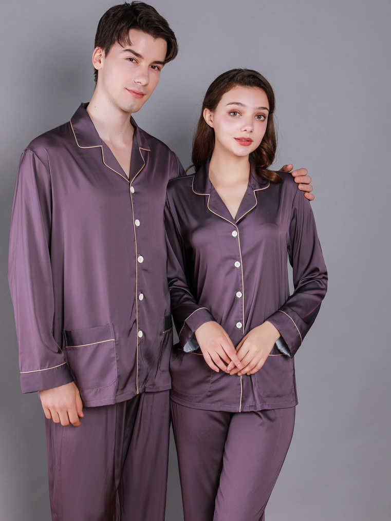 Regular Sleeve Others Simple Regular Fit Plain Matching Couple Pajama Set