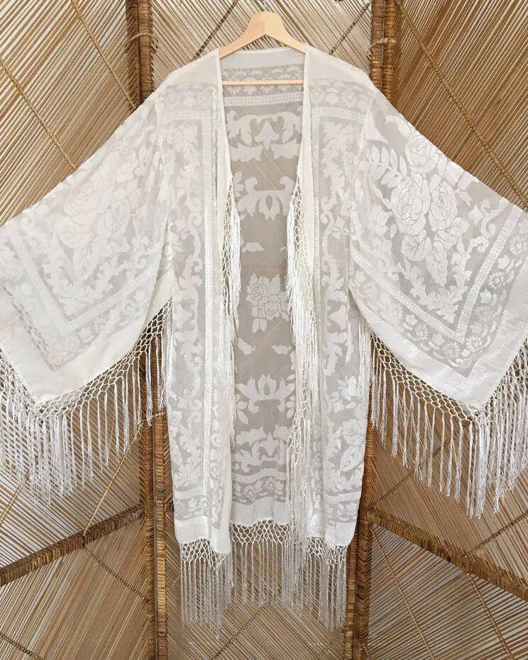 Vintage Lace Kimono Flow Velvet Cardigan