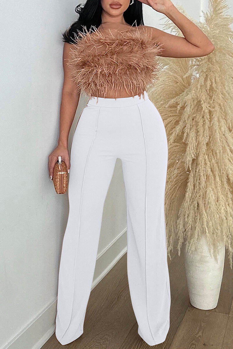 Black Casual Solid Basic Regular High Waist Conventional Solid Color Trousers