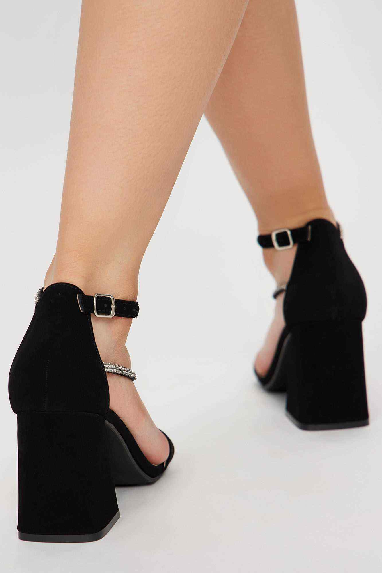 Bossing Around Embellished Heeled Sandals   Black