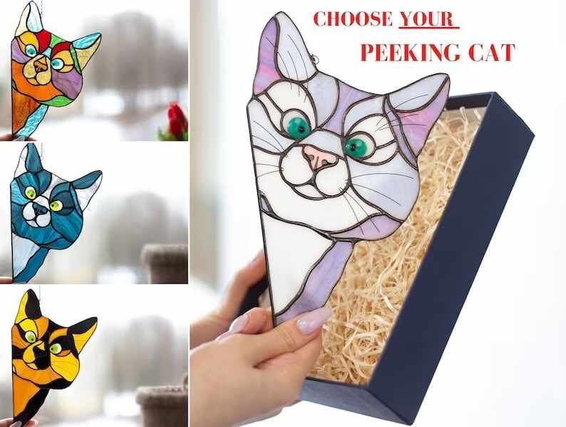 BIG SALE - 40% OFFHot Sale-Handmade Stain Cat Suncatcher For Window