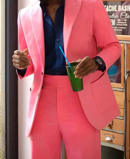 HiBoyz_Elegant Pink Lapel Collar Two Button Blazer & Pants 2Pcs Set