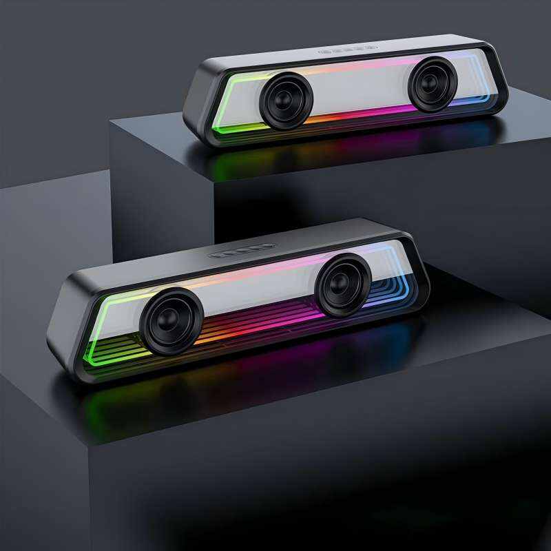 RGB Light Bar Speaker with Deep Bass-Desktop and Portable Use