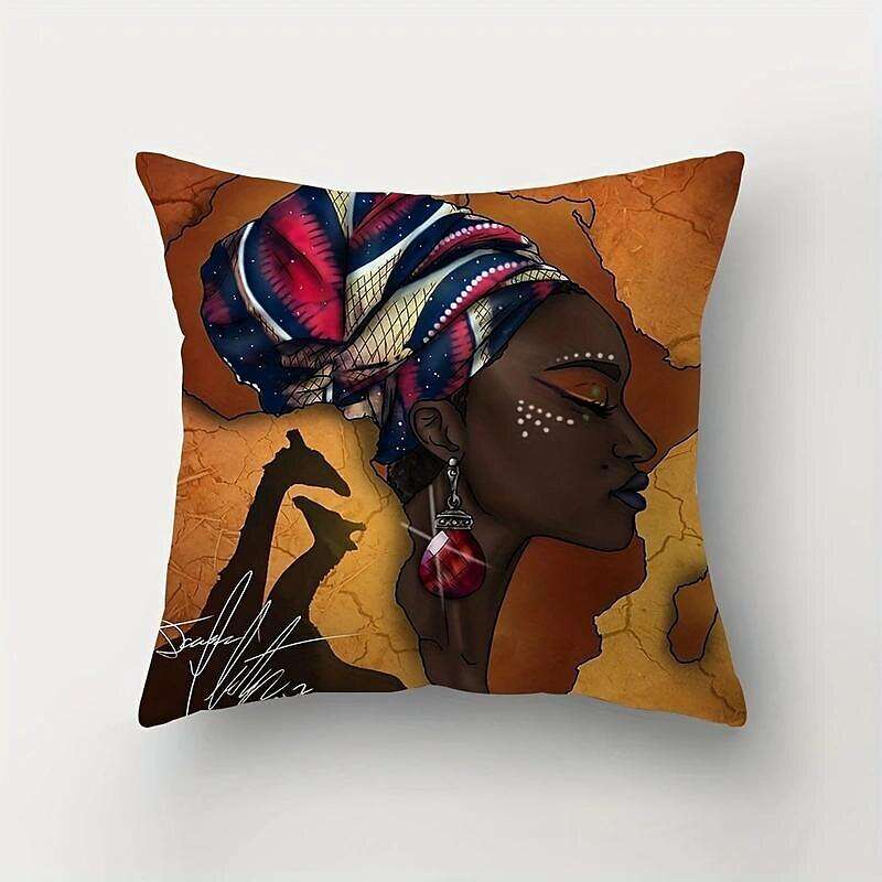 African Women Double Side Pillow Cover 4PC Soft