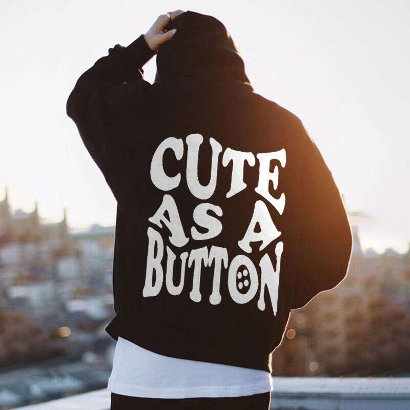 Cute As A Button Print Hoodie