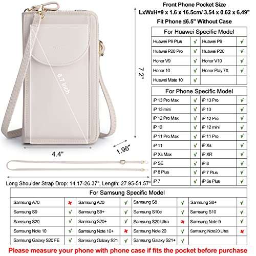 S-ZONE PU Leather RFID Blocking Crossbody Cell Phone Bag for Women Wallet Purse