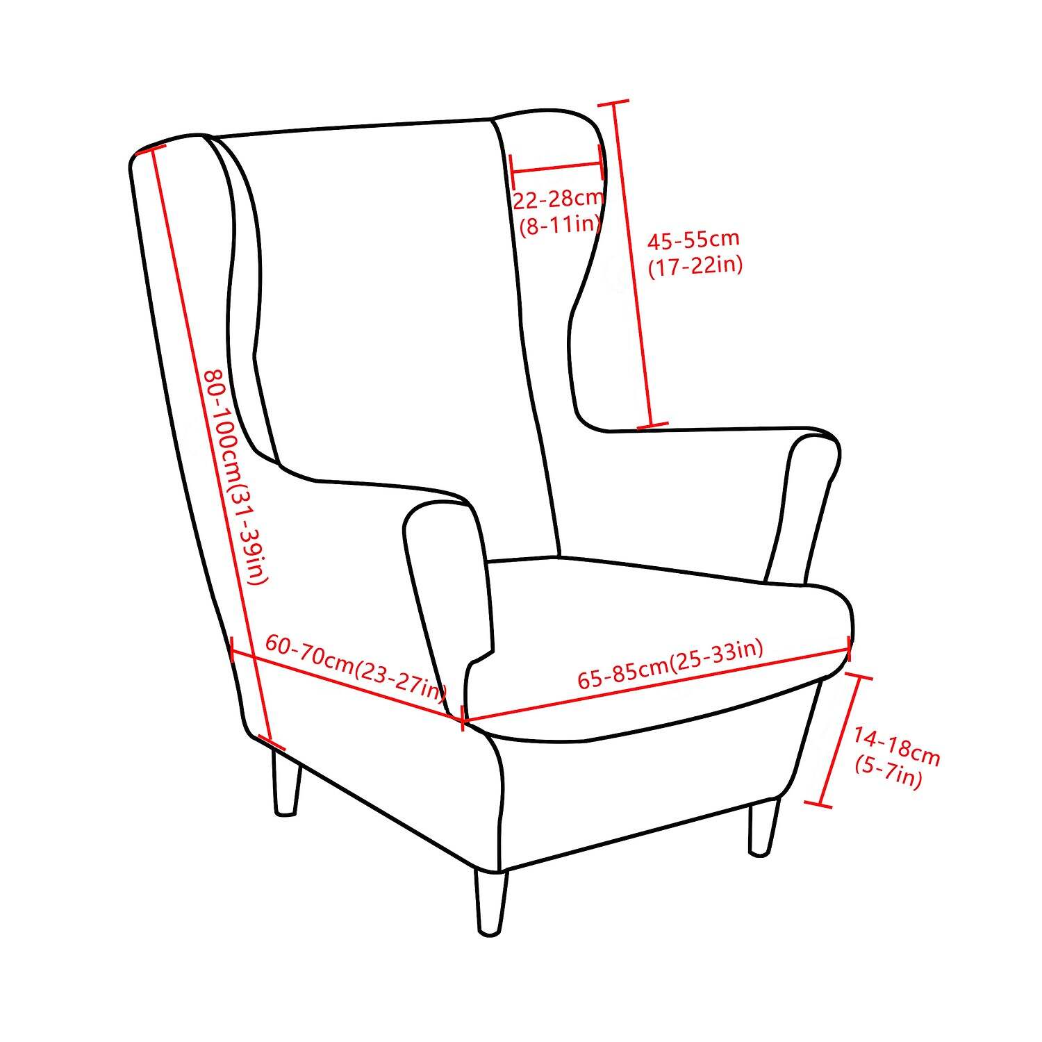 Stretch Wingback Chair Cover IKEA STRANDMON with Seat Cushion Cover