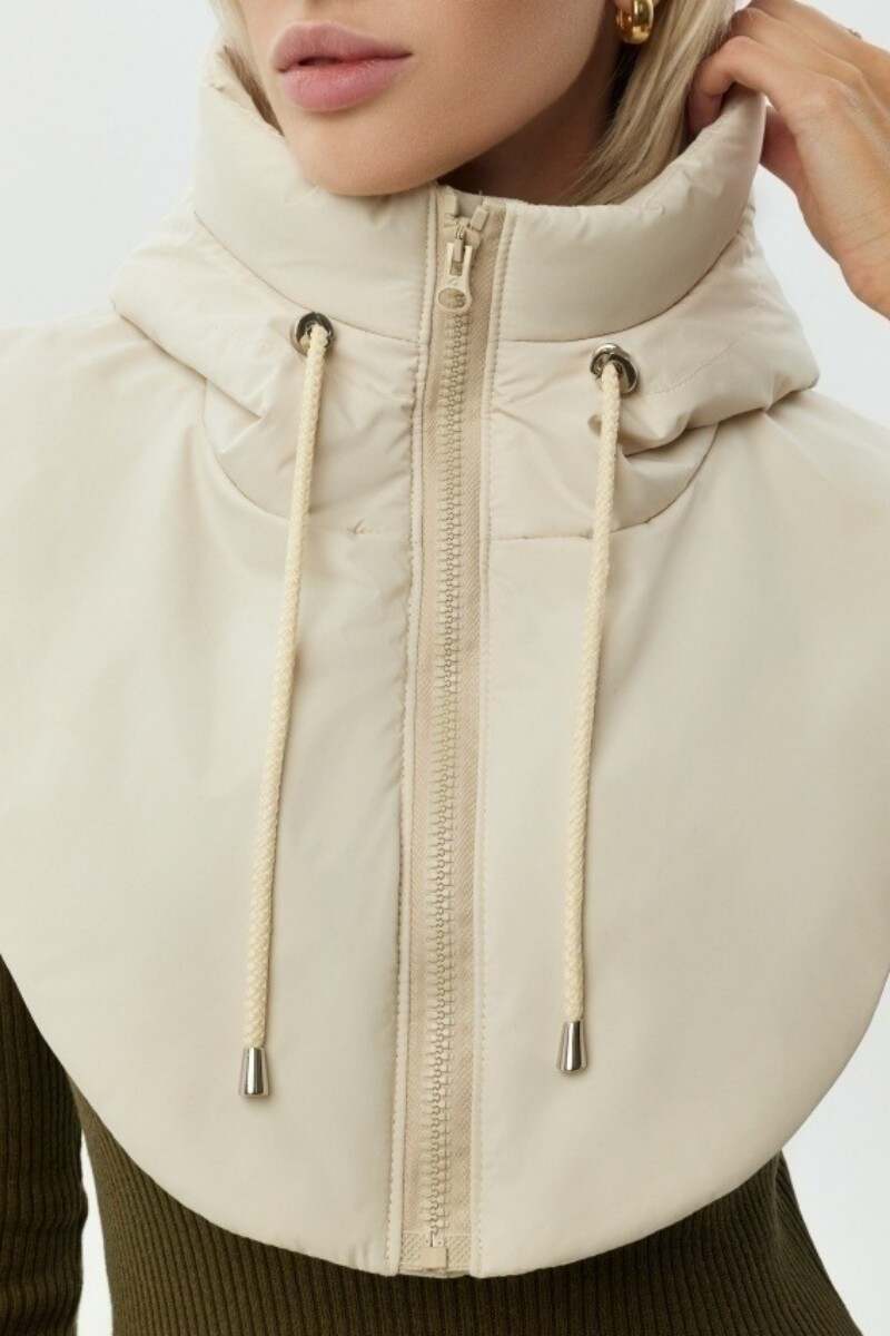 Cream White Casual Solid Patchwork Zipper Hooded Collar Outerwear