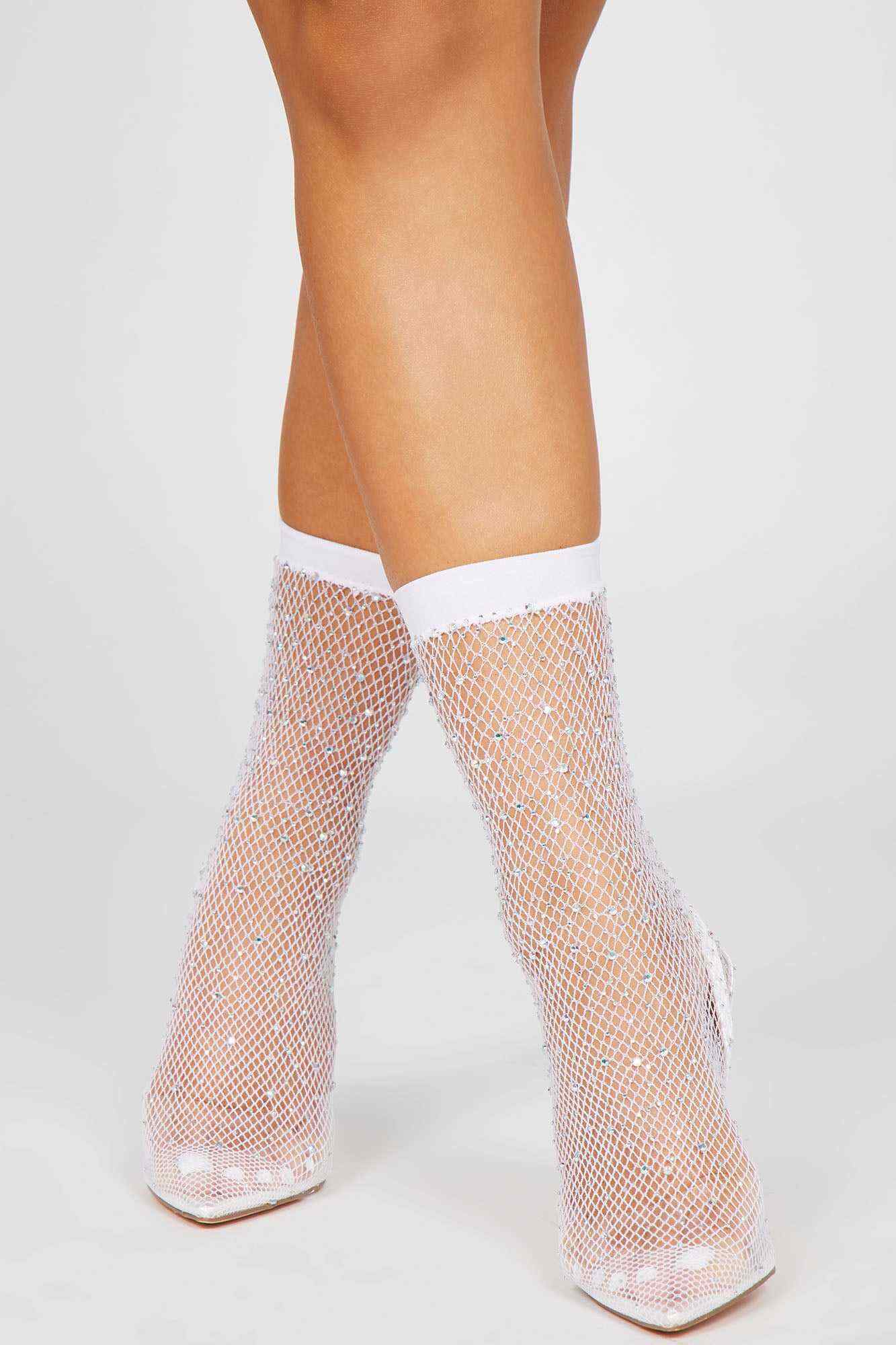 Highly Classified Rhinestone Pump   White