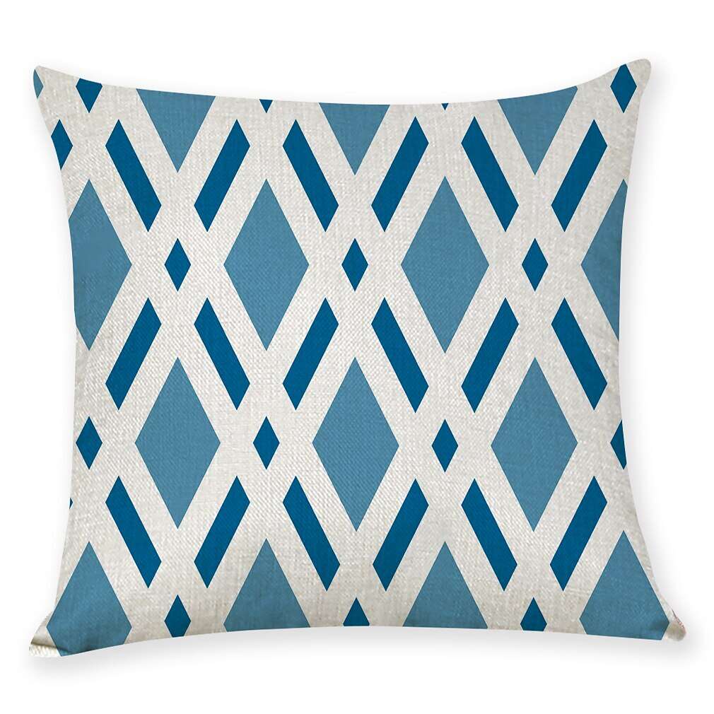 Blue Set of 9 Pillow Cover, Geometric Pattern Geometic Leisure Modern Faux Linen Throw Pillow Outdoor Cushion for Sofa Couch Bed Chair Blue