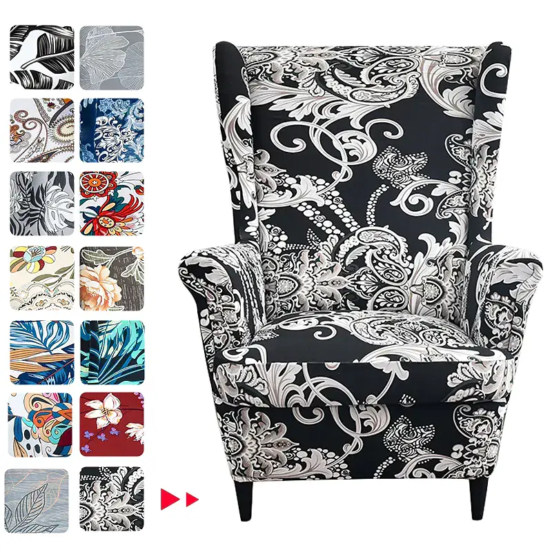 Wing Chair Slipcovers with Seat Cushion Cover