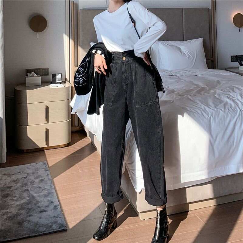 Denim Straight Wide Leg Pants Women