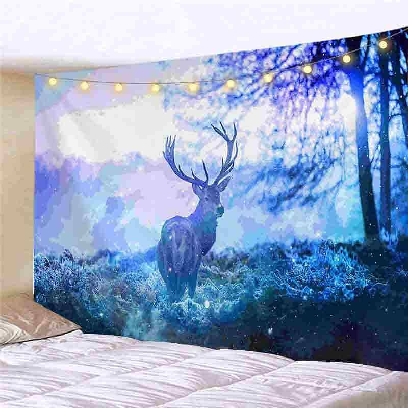 Landscape LED Lights Wall Tapestry Art Decor Forest Sunshine Print