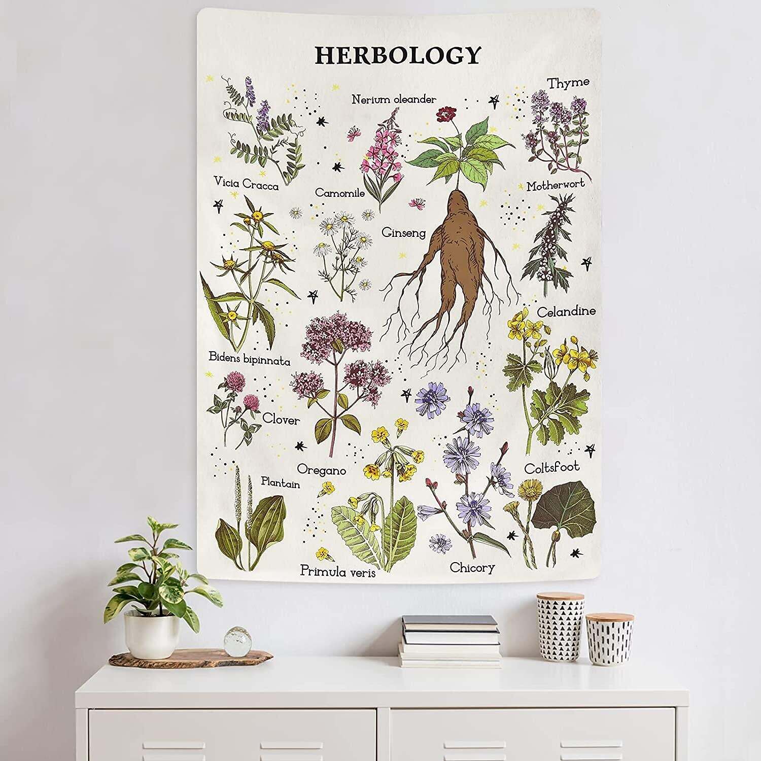 Plant Herbs Wall Tapestry Art Decor Floral Vintage Wall Hanging