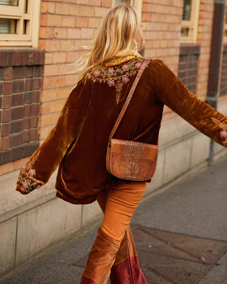 velvet embroidered cardigan jacket