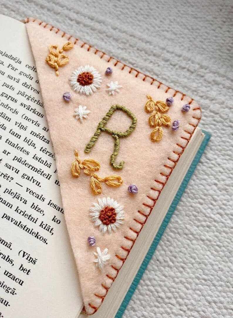 BIG SALE - 50% OFFPersonalized hand embroidered corner bookmark