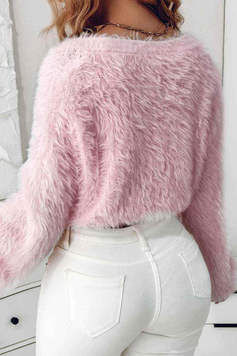 Pink Casual Solid Patchwork Cardigan V Neck Outerwear