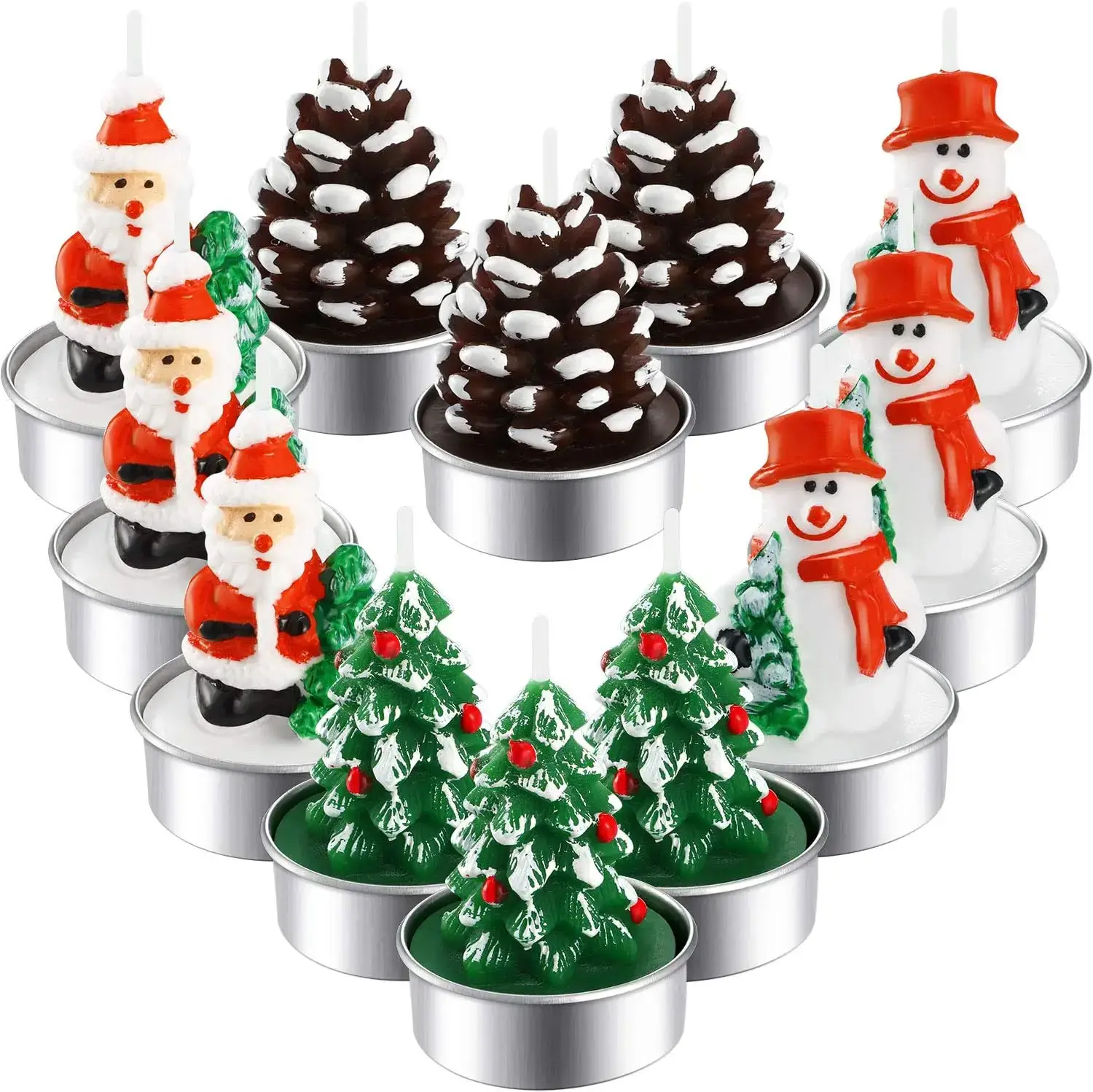 12 Pieces Christmas Tree Tealight Candles Handmade Delicate Tree Candles for Christmas Home Decoration Gifts