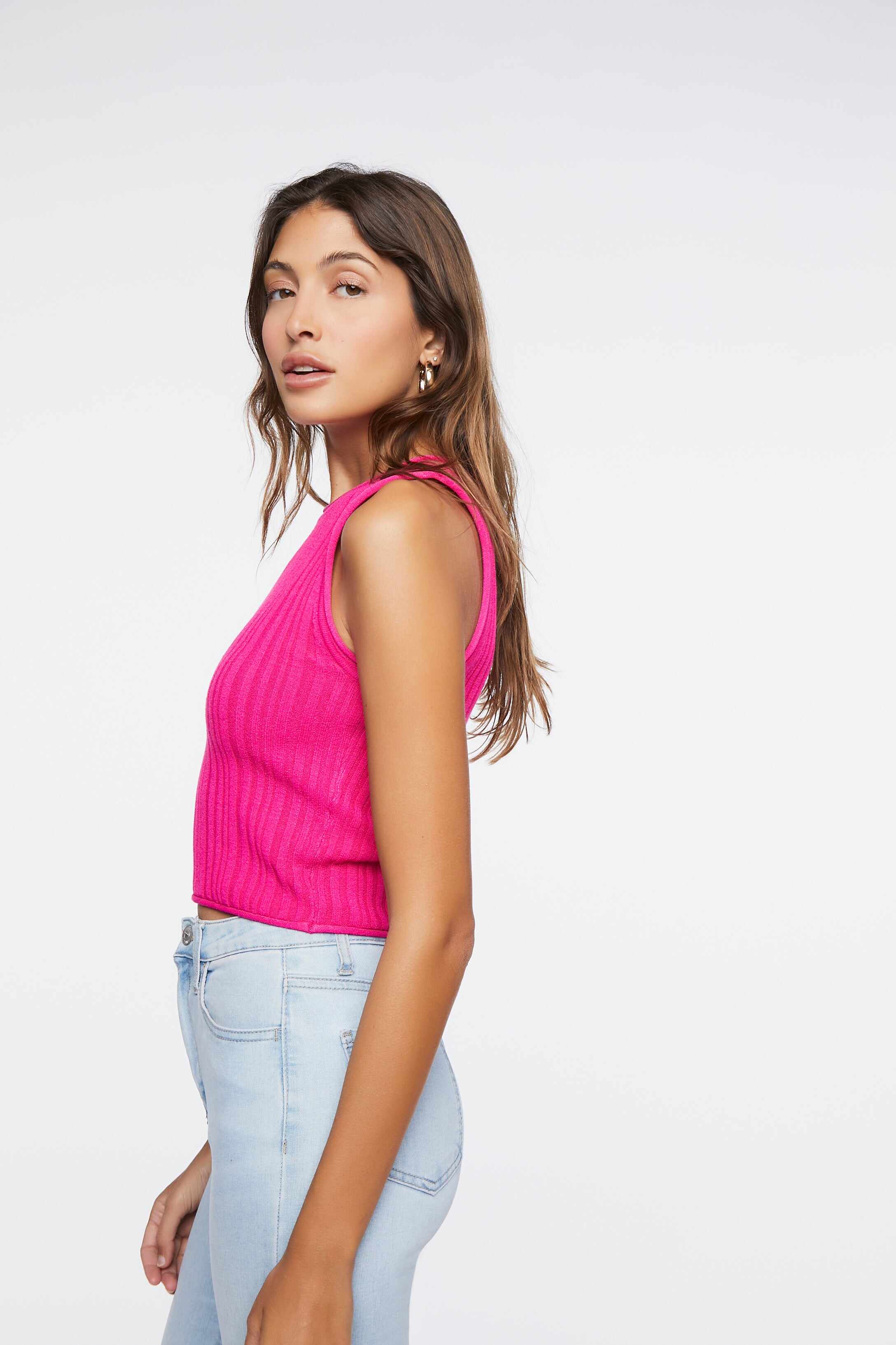 Women Apparel | Sweater-Knit Tank Top Pink Forever21 - PZ54187