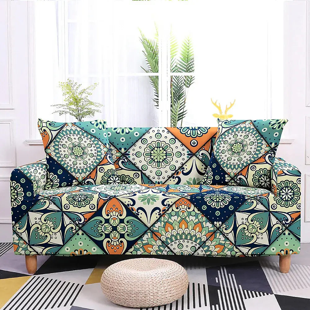 Stretch Sofa Cover Slipcover Boho/Flower Pattern AJ