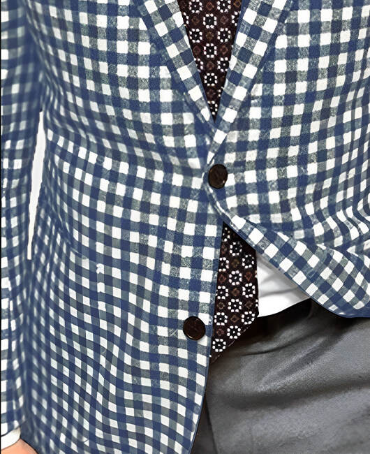 Casual Checkerboard Notch Lapel Two Button Pocket Blazer