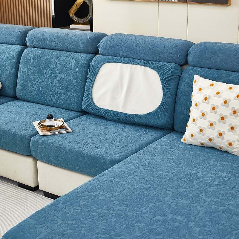 Stretch Sofa Seat Cushion Cover Slipcover Elastic Couch Sectional Armchair Loveseat 4 or 3 Seater L Shape Solid Soft Durable Washable