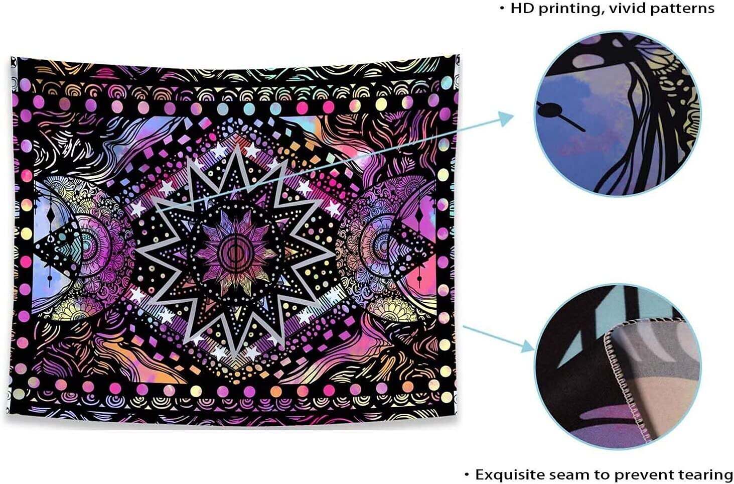 Psychedelic Colorful Tapestry Wall Hanging Indie Hippie Mandala