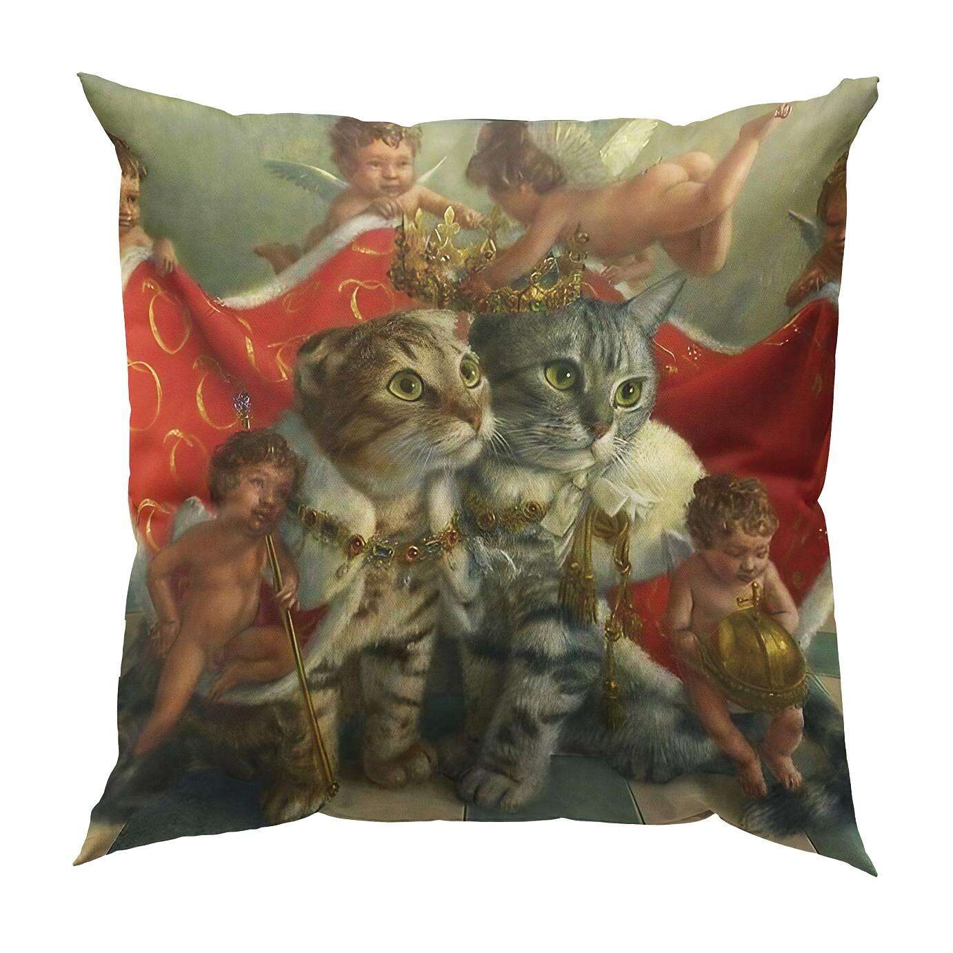 Funny Renaissance Cat Double Side Pillow Cover 4PC