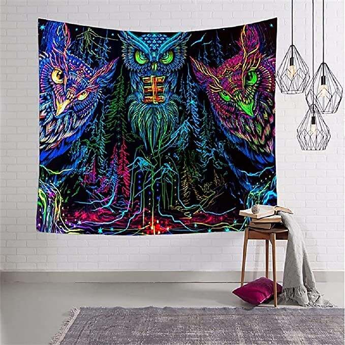 Blacklight Trippy Tapestry UV Reactive Psychedelic Tapestry