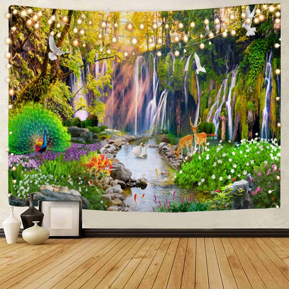 Waterfall Landscape Decorative Wall Tapestry Nature Background Cloth