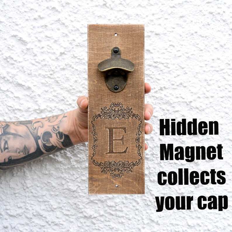 Wooden bottle opener, personalized wall bottle opener,  magnet bottle opener